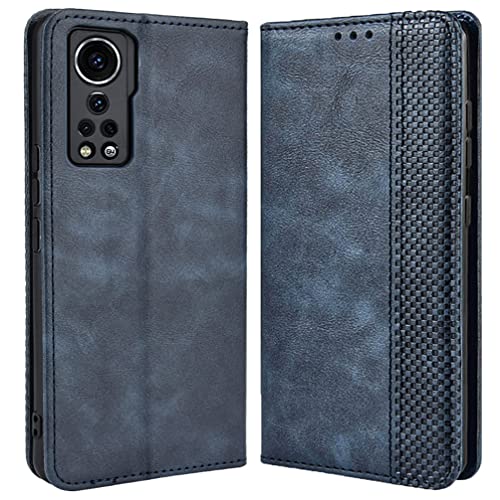 DOINK Retro Klapp Hülle für ZTE Axon 30, Premium PU Leder Handyhülle mit Kartenfächer und Geldbeutel - Blau von DOINK