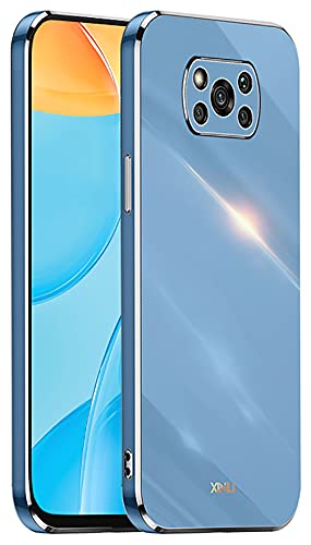 DOINK Schutzhülle für Xiaomi Poco X3 Pro/X3 NFC, Schutzhülle aus TPU-Silikon, bunt und glänzend, mit goldenem Rand, Blau von DOINK