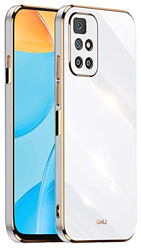 DOINK Schutzhülle für Xiaomi Redmi 10/Redmi 10 2022, Schutzhülle aus TPU-Silikon, bunt und glänzend, mit goldfarbenem Rand, Weiß von DOINK