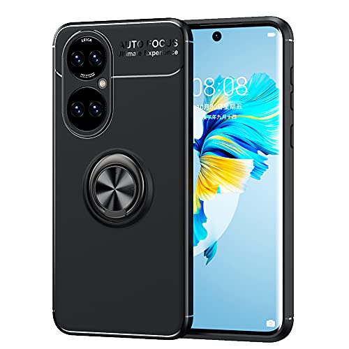 DOINK Silikon Hülle für Huawei P50 Pro, StoßFest Handyhülle mit Ring Halterung - Schwarz von DOINK