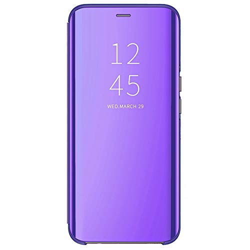 DOINK Spiegel Flip Hülle für Xiaomi MI 12 / 12X, Premium Smart View Handyhülle mit Zeit Fenster - Lila blau von DOINK