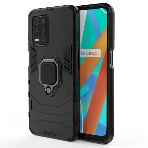 DOINK Ultra Panzerhülle für Realme 8 5G / Narzo 30 5G, TPU+PC StoßFest Hülle mit Ring Ständer - Schwarz von DOINK