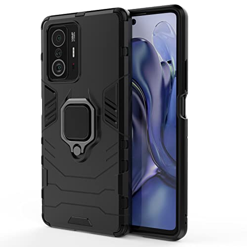 DOINK Ultra Panzerhülle für Xiaomi MI 11T / 11T Pro, TPU+PC StoßFest Hülle mit Ring Ständer - Schwarz von DOINK