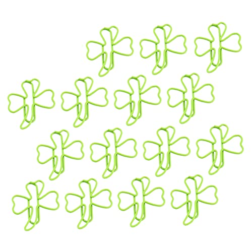 DOITOOL 1 Satz 15 Stück Kleeblatt-lesezeichen Hinweis Clips Sortiert Memo-clip Süße Grüne Blattnotizclips Planer-clips Süße Büroklammern Lesezeichen-clips Green Umspritzen von DOITOOL