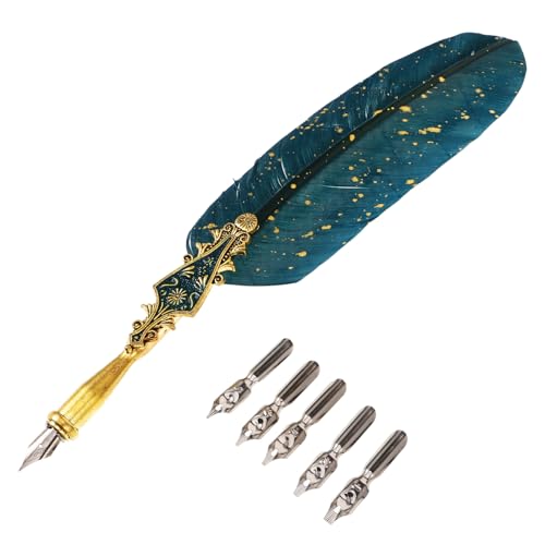 DOITOOL 1 Satz Federkiel-set Antiquität Bausatz Kalligraphie Federtinte Hochzeit Anfänger Und Geburtstag Dip-stift Gold Malerei Tauchstift Für Schreiben Retro Künstliche Feder Green von DOITOOL