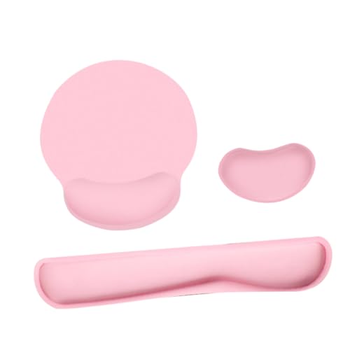 DOITOOL 1 Satz Mousepad Dreiteiliges Set Handgelenkstütze -pad -handgelenksunterstützung Tastatur Handballenauflage Handgelenkauflage Rosa Gummi von DOITOOL