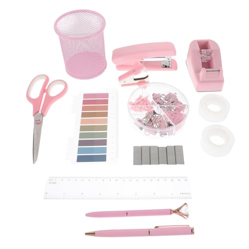 DOITOOL 1 Satz Zubehör für Bürosets schreibtisch Bürobedarfsset Büroutensilien für Damen Netter Hefter Hefter-Kit Hefterbandabroller Office Desk Vorräte Bürodesk -Zubehör Plastik Rosa von DOITOOL