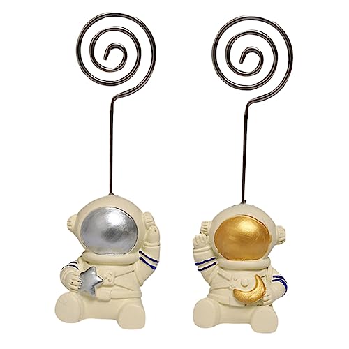 DOITOOL 1 Set 2 Stück Astronauten Visitenkartenhalter Schreibtischschmuck Memo Klemme Büroklammern Memo Halter Foto Clip Für Zuhause Tischnummernhalter Bild Fixklammern Foto von DOITOOL