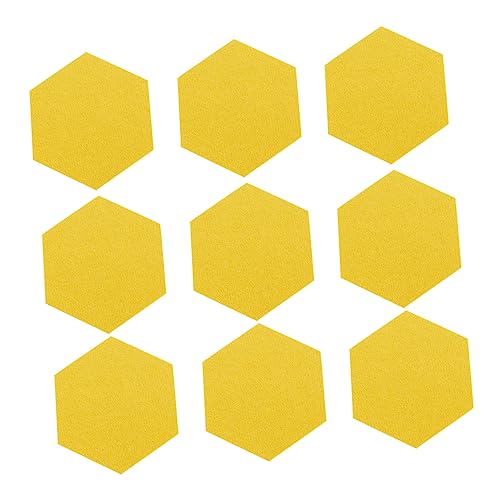 DOITOOL 12 Stück Filz Hintergrund Wandaufkleber Brieftafeln sechseckiger Aufkleber wanddeko fürs kinderzimmer Selbstklebende Wandtafel Filz sechseckige Wandfliesen Filzbrett gefühlt Yellow von DOITOOL