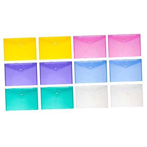 DOITOOL 12Stücke Dokumententaschen Druckknopfverschluss Transparente Aktentaschen für Büro und Schule Reißfest und Wasserabweisend Sicheren Aufbewahren von DOITOOL