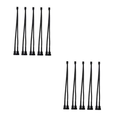 DOITOOL 2 Sätze Expansionskabel Der Lüfterschnittstelle Stromverteiler Splitter Für Computerlüfter Verlängerungskabel Für Lüfter Pvc-isolierung Black 5 Stücke * 2 von DOITOOL