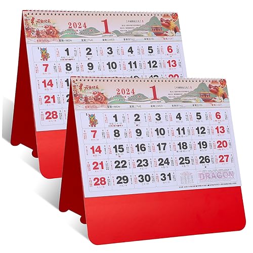 DOITOOL 2 Stück 2024 Wandkalender mit segnendem Charakter Kalender 2024 von Dekorationen Schreibtisch Mond- Drachen Kalender für die Wand chinesischer Kalender Papier DOITOOL 2 Stück 2024 Wandkalender mit segnendem Charakter Kalender 2024 von Dekorationen Schreibtisch Mond- Drachen Kalender für die Wand chinesischer Kalender Papier von DOITOOL