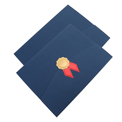 DOITOOL 2 Stück Zertifikatshülle Weiß Goldfolienaufkleber Und Siegel Erste Diplomordner Zertifikatordner Zertifikatsordner Falten Metallisch Elegant Groß Blue Papierstau von DOITOOL