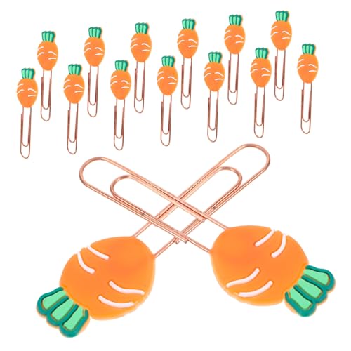 DOITOOL 20 Stück Karotten-Lesezeichen lustige Büroklammern Hallo Thema lustige Papierclips sortiert Mini Büroklammern süß süße Büroklammern Markierungsclips aus Metall weiches Gummi Orange von DOITOOL