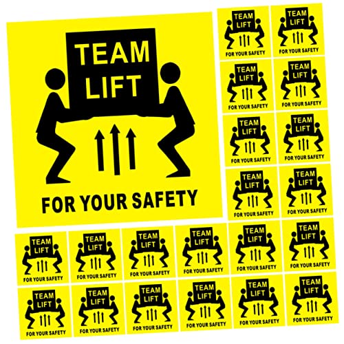 DOITOOL 200 Stück Übergewichtige Aufkleber Warnabziehbilder Warnung Du Team Lift Aufkleber Warnhinweis Aufkleber Teamlift-Aufkleber Team-Lift-Symbol-Aufkleber Kupferplattenaufkleber Yellow von DOITOOL