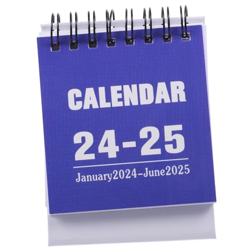 DOITOOL 2024 Mini Tischkalender Jahreskalender Stand -up -schreibtischkalender 18 Monate Tischkalender Kalender Für Tisch Kalender Kalender Neujahrskalender Bürokalender Papier Blau von DOITOOL