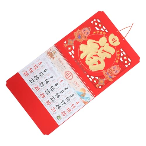 DOITOOL 2025 Wandkalender Mit Segnendem Charakter Monatlicher Kalender Großer Wandkalender Chinesischer Neujahrswandkalender Kerzenschlangenjahr Neujahrskalender Rot Papier von DOITOOL