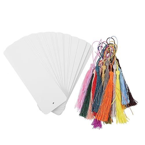 DOITOOL 24 Stück Crestives Lesezeichen Quaste Stichworte Schreibwaren Leere Lesezeichen in Großen Mengen Favorisieren Dein Multipack Lesezeichen Aus Leerem Papier Schüttgut Größe Kind Weiß von DOITOOL