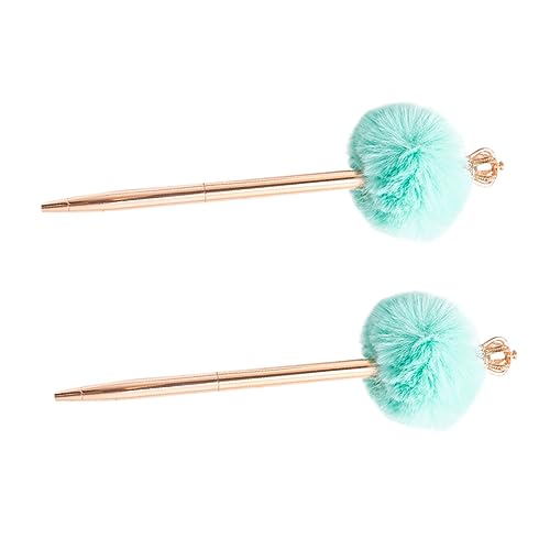 DOITOOL 2Stücke Pompom Kugelschreiber Niedliche Schreibstifte Mit Flauschigem Design Für Büro Und Schule Kreative Geschenkidee Für Stifte Krone Und Himmelsblau von DOITOOL