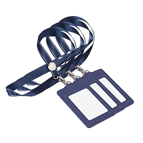 DOITOOL 3 Stück Schlüsselband für Kartensets Abzeichen Ausweishalter mit Lanyard ID -Kartenhalter Lanyard mit ID-Halter Arbeitsausweishalter Neckkartenhalter PU-Leder Blue von DOITOOL