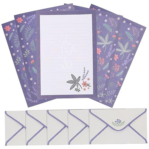 DOITOOL 5 Sätze Blumenumschlagset Schreiben Briefpapier Vintage -Papier Blumen- Brief stationär altes Schreibpapier stationäre Versorgung Umschlag für Einladung Violett DOITOOL 5 Sätze Blumenumschlagset Schreiben Briefpapier Vintage -Papier Blumen- Brief stationär altes Schreibpapier stationäre Versorgung Umschlag für Einladung Violett von DOITOOL