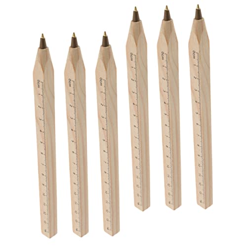 DOITOOL 6 Stück Kugelschreiber Aus Massivholz Kugelschreiber Tintenstift Unterschriftenstift Aus Holz Schwarze Stifte Kugelschreiber Abbaubarer Marker Zimmermannsmarker von DOITOOL
