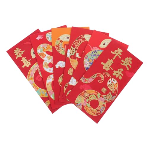 DOITOOL 6 Stück Rote Umschlagtasche „Year of the Snake“. rotes Paket Ornamente Party Kreativ faltbar schicke Umschläge Geldumschläge für Bargeld Rote Tasche Umschläge für Geld Papier DOITOOL 6 Stück Rote Umschlagtasche „Year of the Snake“. rotes Paket Ornamente Party Kreativ faltbar schicke Umschläge Geldumschläge für Bargeld Rote Tasche Umschläge für Geld Papier von DOITOOL