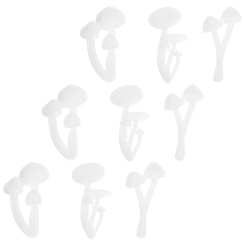 DOITOOL 9 Stück 3d-minipilzmodell Pilzverzierungen Zwerg Pilzfiguren Pilz-design-handwerk Mini-pilz-zierfüller Realistisch Mini-fake-pilze Minis Klein Im Freien Rasen Weiß von DOITOOL