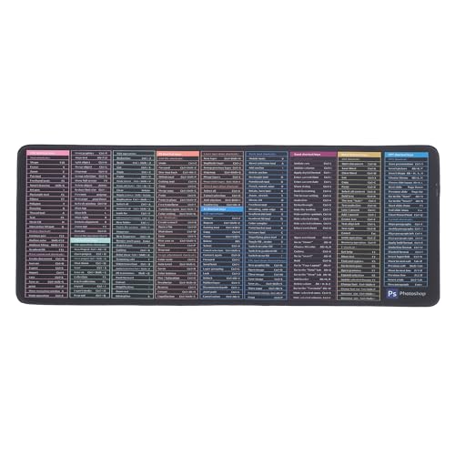DOITOOL Anti-Rutsch Gaming-Mauspad, Schwarz, Gummi und Stoff, 80x30 cm, rutschfest, Gaming-Mauspad mit englischen Shortcut-Tasten, Schreibtischunterlage von DOITOOL