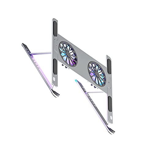DOITOOL Einstellbarer Laptopkühler Bunten LEDs Ergonomischer Kühlständer für Gaming Laptops USB Lüfter Optimal für Silberne Ausführung von DOITOOL