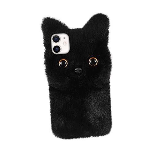 DOITOOL Handyhülle Schutz Handyhülle Handyschutz Smartphone Hülle Schutzhülle Handyhülle Cartoon Handyhülle Pelzige Handyhülle Dekorative Handyhülle Plüsch Handyhülle Schwarz von DOITOOL