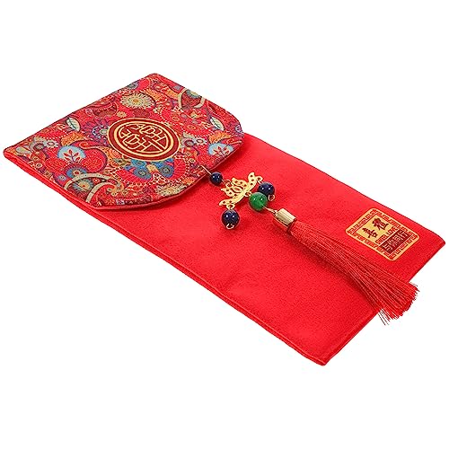 DOITOOL Happy Character Stoff roter Umschlag klein Paket Schlüssel Hochzeit xi Party Kasse briefumschläge Chinesischer Hong Bao Chinesischer Geldumschlag Stoff rote Umschläge von DOITOOL