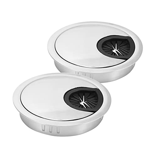 DOITOOL Kabellochabdeckungen für Den Schreibtisch mit Verriegelungsdesign 2 Stück Silberfarben Kabel-Organizer-Abdeckung für Den Schreibtisch für Das Home Office von DOITOOL