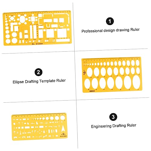 DOITOOL Lineal Für Technisches Zeichnen Design Vorlage Schablone Geometrische Schablone Zeichnungsvorlage Schablonen Formen Lineal Mit Löchern Architekturvorlage Herrscher Orange Plastik von DOITOOL