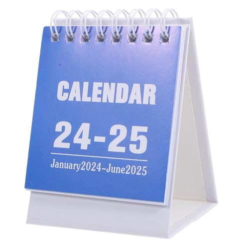 DOITOOL Mini Tischkalender Datum Monatlicher Tischkalender Countdown-tischkalender Tischkalender 2024-2025 Schreibtisch Neujahrskalender 2025 Desktop-kalender Blue Papier von DOITOOL
