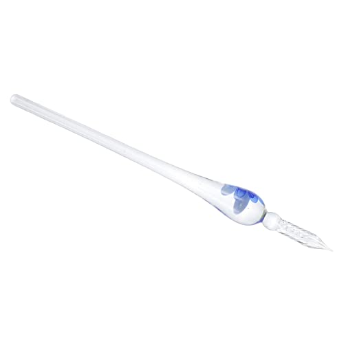 DOITOOL Neuheit Tauchstift Dill Kalligraphie Vintage Kalligrafiestift Anfänger Schule Zeichenstifte Zeichnung Graviert Wieder Auffüllbar Schreiben Üben Bequemer Dip-stift Blue Glas von DOITOOL