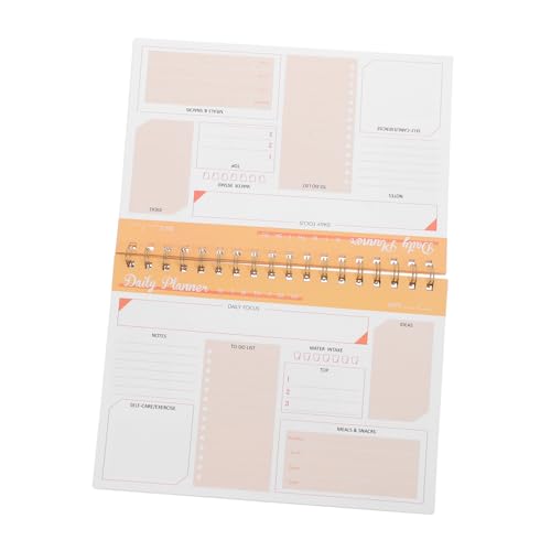 DOITOOL Planer Notizblock Spiral- Kalender-notizbuch Planblock Vereinfacht Täglich Tag Zeitplan Notizbuch Notizbilder Planungsbuch Kombiniert Effizientes Planpad Orange Papier von DOITOOL