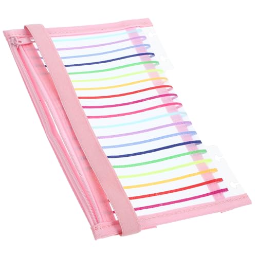 DOITOOL Reißverschlusstasche klein Ordnertaschen Notizbuch Binder Notebook-Cover-Tasche Ordner für die Schule Tasche für Loseblatt-Notizbücher Notizbuchtasche Plastik Rosa von DOITOOL