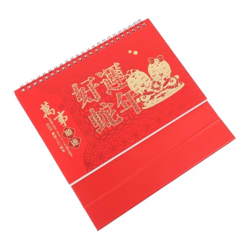 DOITOOL Schreibtischkalender „jahr Der Schlange“. Led Büro Echo Von Kerzenschlangenjahr Klappkalender Für Den Schreibtisch Desktop-kalender Chinesischer Monatlicher Wandkalender Papier Rot von DOITOOL