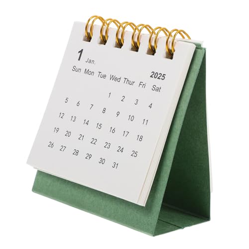 DOITOOL Tischkalender 2025 Kleine Kalender Stehender Flip-desktop-kalender Mini Schreibtisch Büro Monatlich Vertikale Stand Dekorativ Kleiner Tischkalender 2024-2025 Papier Green von DOITOOL