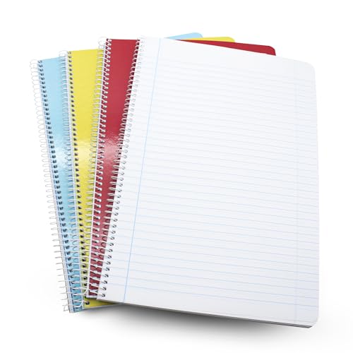 DOJA Barcelona | A4 linierte Notizbücher | 4er Pack | DIN A4 liniertes Notizbuch | Spiralblock | mit weichem Umschlag | 297x210mm | 80 linierte Blätter | zufällige Farbe, Schulheft, Ringbuch,... von DOJA Barcelona
