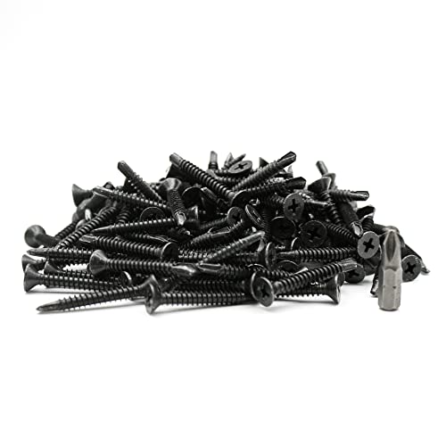 DOJA Barcelona | Selbstbohrende Schrauben mit PH2-25 Spitze | 100 Senkkopfschrauben | Ø4,2x16mm DIN-7504P | Schwarz verzinkter Stahl | Selbstschneidende Schrauben, Bohrschrauben für Metall... von DOJA Barcelona