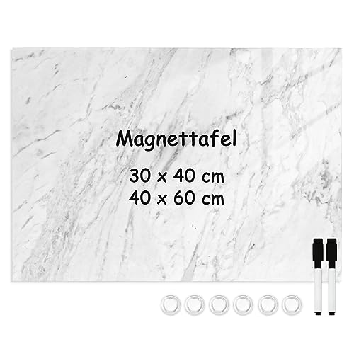DOLLAR BOSS Magnetisches Whiteboard, 30 x 40cm Magnettafel für die Wand, Drucken Magnetpinnwand Memoboard mit 6 Magnete, 2 Stifte von DOLLAR BOSS