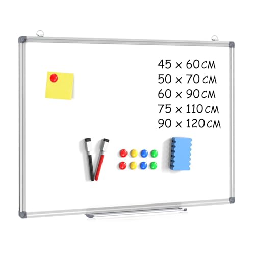 DOLLAR BOSS Magnetisches Whiteboard 50x70cm trocken abwischbar Whiteboard für Wände mit Stiftablage, Aluminiumrahmen und trocken abwischbarer Schreibfläche für Schule, Zuhause und Büro von DOLLAR BOSS
