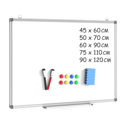 DOLLAR BOSS Magnetisches Whiteboard 60 x 90 cm, trocken abwischbar, Whiteboard für Wände mit Stiftablage, Aluminiumrahmen und trocken abwischbarer Schreibfläche für Schule, Zuhause und Büro von DOLLAR BOSS