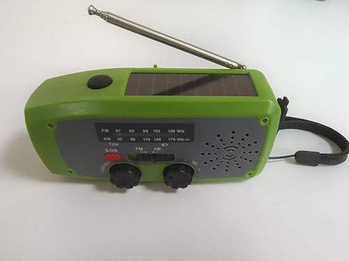 AM/FM Wetter- und Windrichtungsradio, DOLUCKY selbstversorgter Kurbelradio, solarbetriebenes Notfallradio, mit LED-Taschenlampe, SOS-Alarm, mit 2000-mAh-Batterie, kann Smartphones im Notfall Aufladen von DOLUCKY