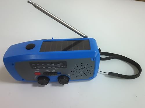 DOLUCKY selbstversorgter Kurbelradio, solarbetriebenes Notfallradio, mit LED-Taschenlampe, SOS-Alarm, AM/FM Wetter- und Windrichtungsradio, kann Smartphones im Notfall Aufladen-Blau von DOLUCKY