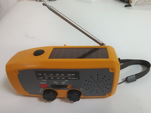 DOLUCKY selbstversorgter Kurbelradio, solarbetriebenes Notfallradio, mit LED-Taschenlampe, SOS-Alarm, AM/FM-Wetterfunk, mit 2000-mAh-Batterie, kann Smartphones im Notfall Aufladen-Orange von DOLUCKY