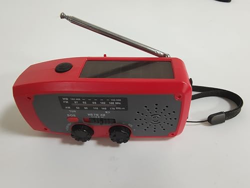 Notfall-Solarradio,DOLUCKY Selbstbetriebenes Kurbelradio mit LED-Taschenlampe, SOS-Alarm,AM/FM Wetter Wind Up Radio mit 2000mAh Akku für Notladung von Smartphone-Rote von DOLUCKY