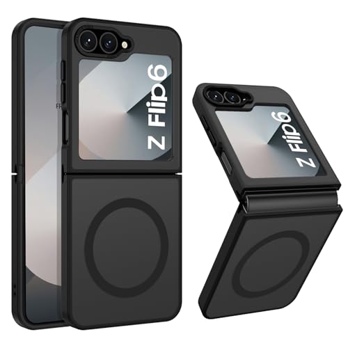 DOMAVER Magnetisch Hülle für Samsung Galaxy Z Flip 6 5G Hülle, Handyhülle Samsung Z flip 6 Case, Matt Transparente Material, Ultra Dünne Rundumschutz Magnet Schutzhülle, Schwarz DOMAVER Magnetisch Hülle für Samsung Galaxy Z Flip 6 5G Hülle, Handyhülle Samsung Z flip 6 Case, Matt Transparente Material, Ultra Dünne Rundumschutz Magnet Schutzhülle, Schwarz von DOMAVER